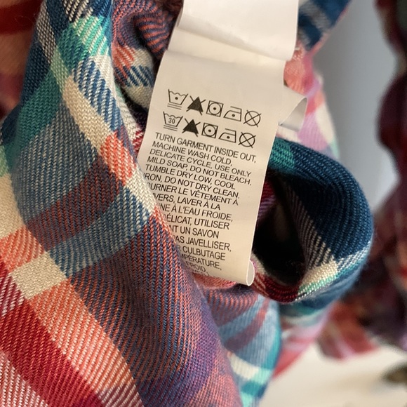 Lucky Brand Plaid Split Back Flannel Button Down Shirt Women’s Top Size XL - Picture 9 of 10